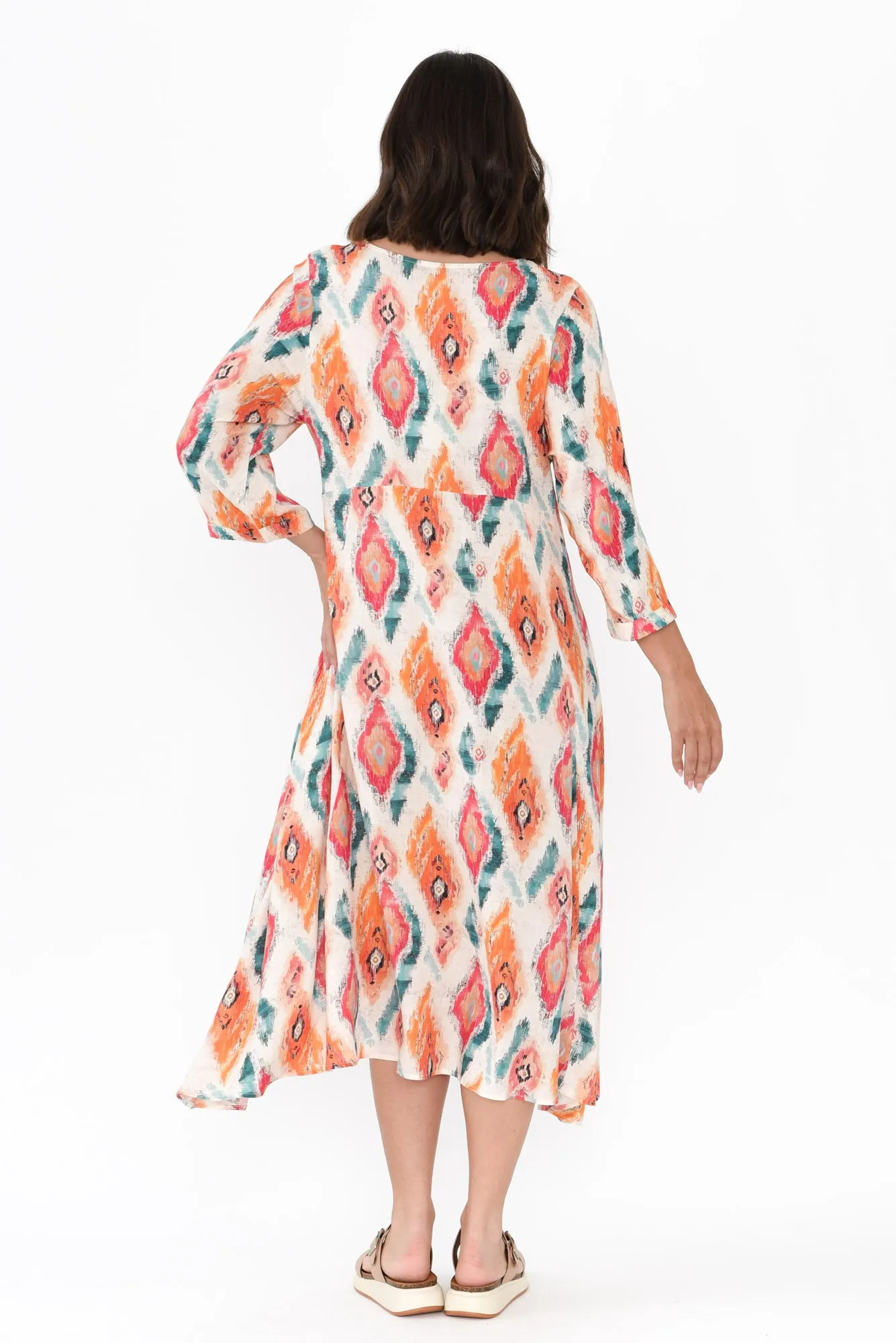 Teddy Orange Geo Sleeved Dress sold by Blue Bungalow product image thumbnail 4