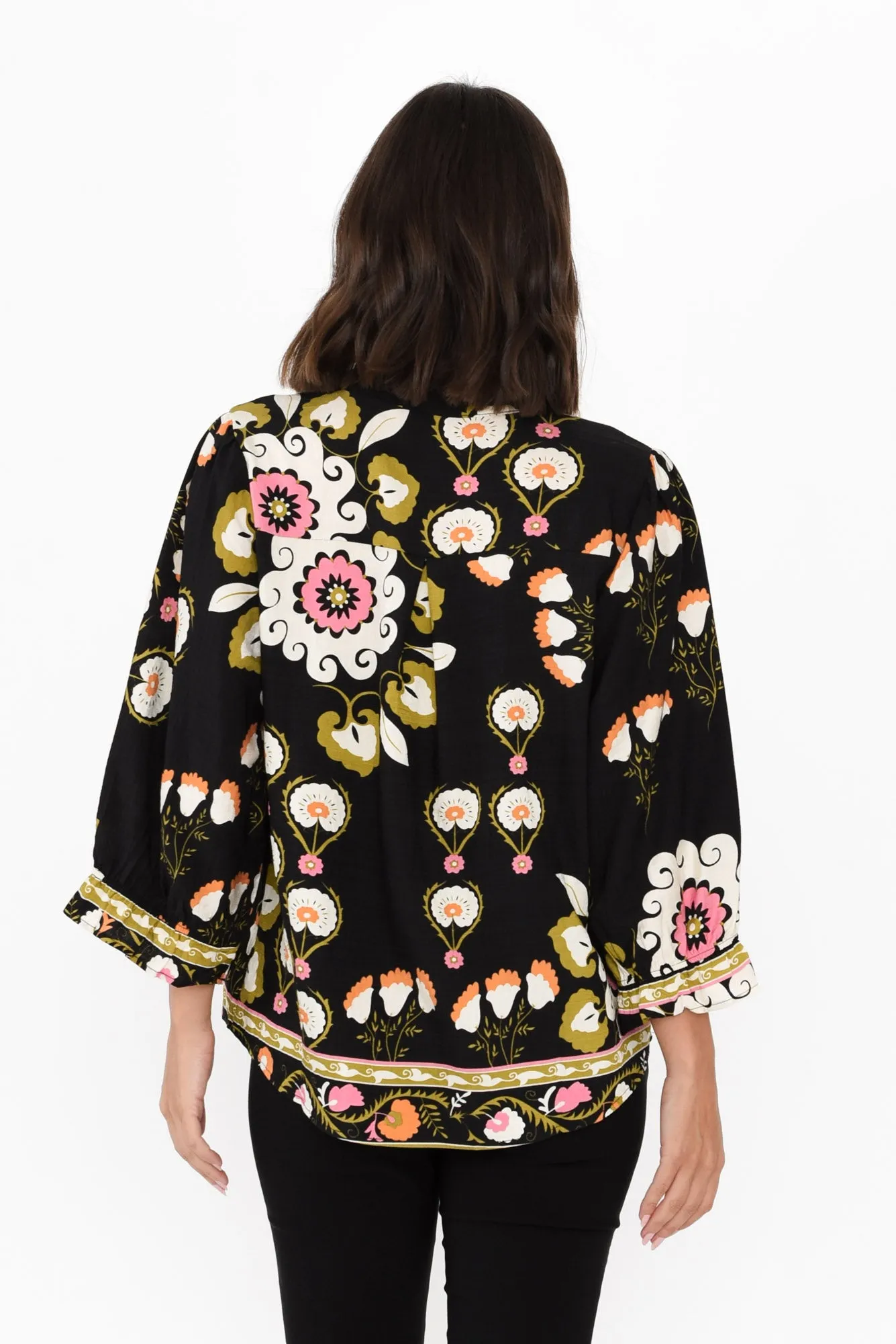 Shanice Black Floral Sleeved Top sold by Blue Bungalow product image thumbnail 4