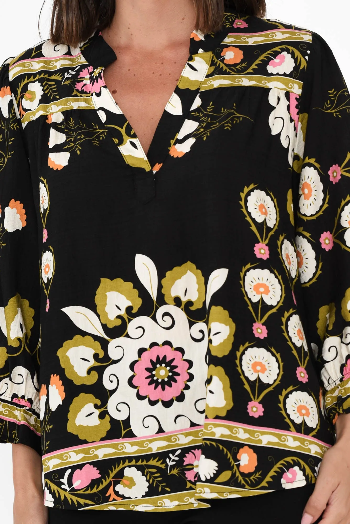 Shanice Black Floral Sleeved Top sold by Blue Bungalow product image thumbnail 5