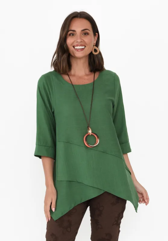Anya Green Linen Cotton Top sold by Blue Bungalow