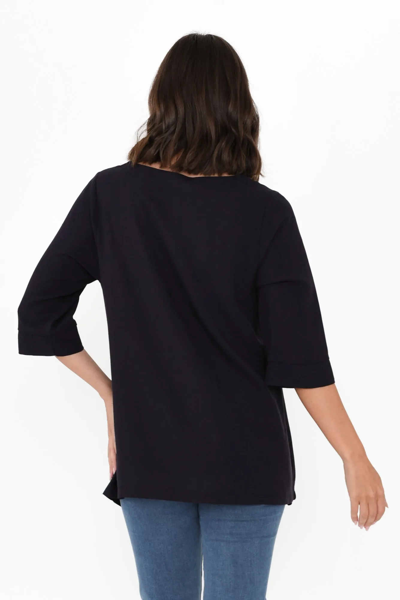 Anya Dark Blue Linen Cotton Top sold by Blue Bungalow product image thumbnail 4