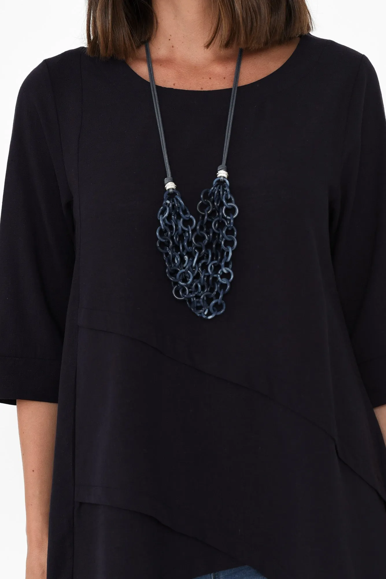 Anya Dark Blue Linen Cotton Top sold by Blue Bungalow product image thumbnail 5