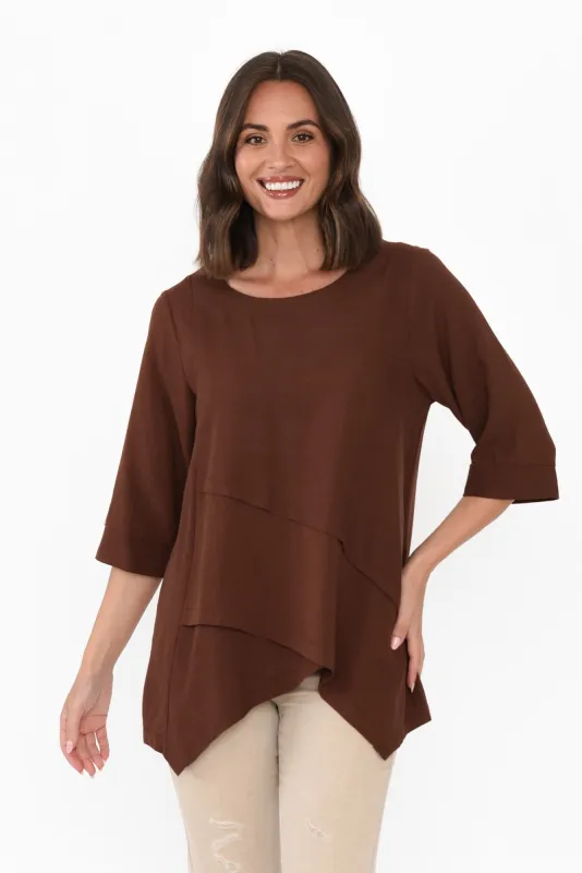 Anya Brown Linen Cotton Top sold by Blue Bungalow