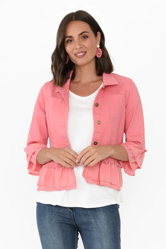 Dolores Pink Cotton Frill Jacket sold by Blue Bungalow