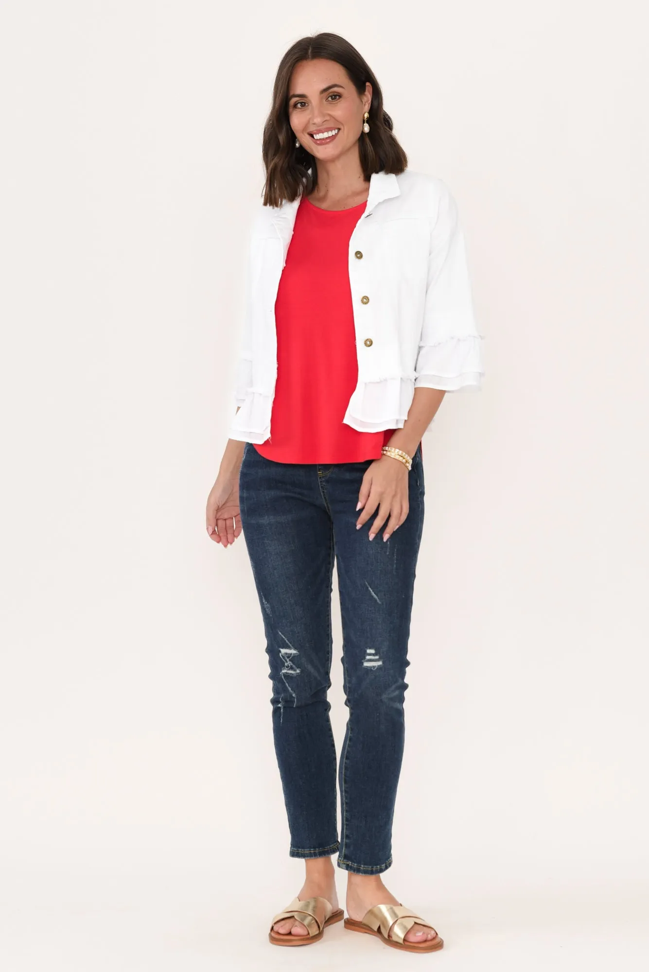 Dolores White Cotton Frill Jacket sold by Blue Bungalow product image thumbnail 2