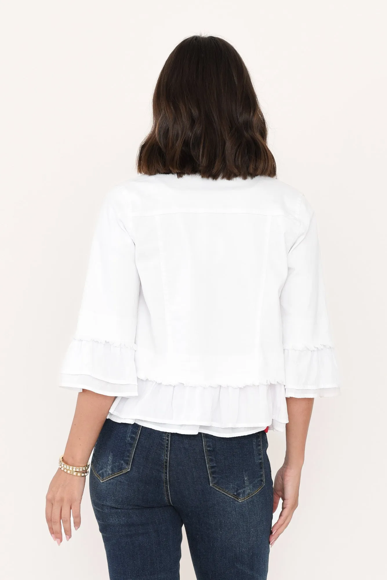 Dolores White Cotton Frill Jacket sold by Blue Bungalow product image thumbnail 4