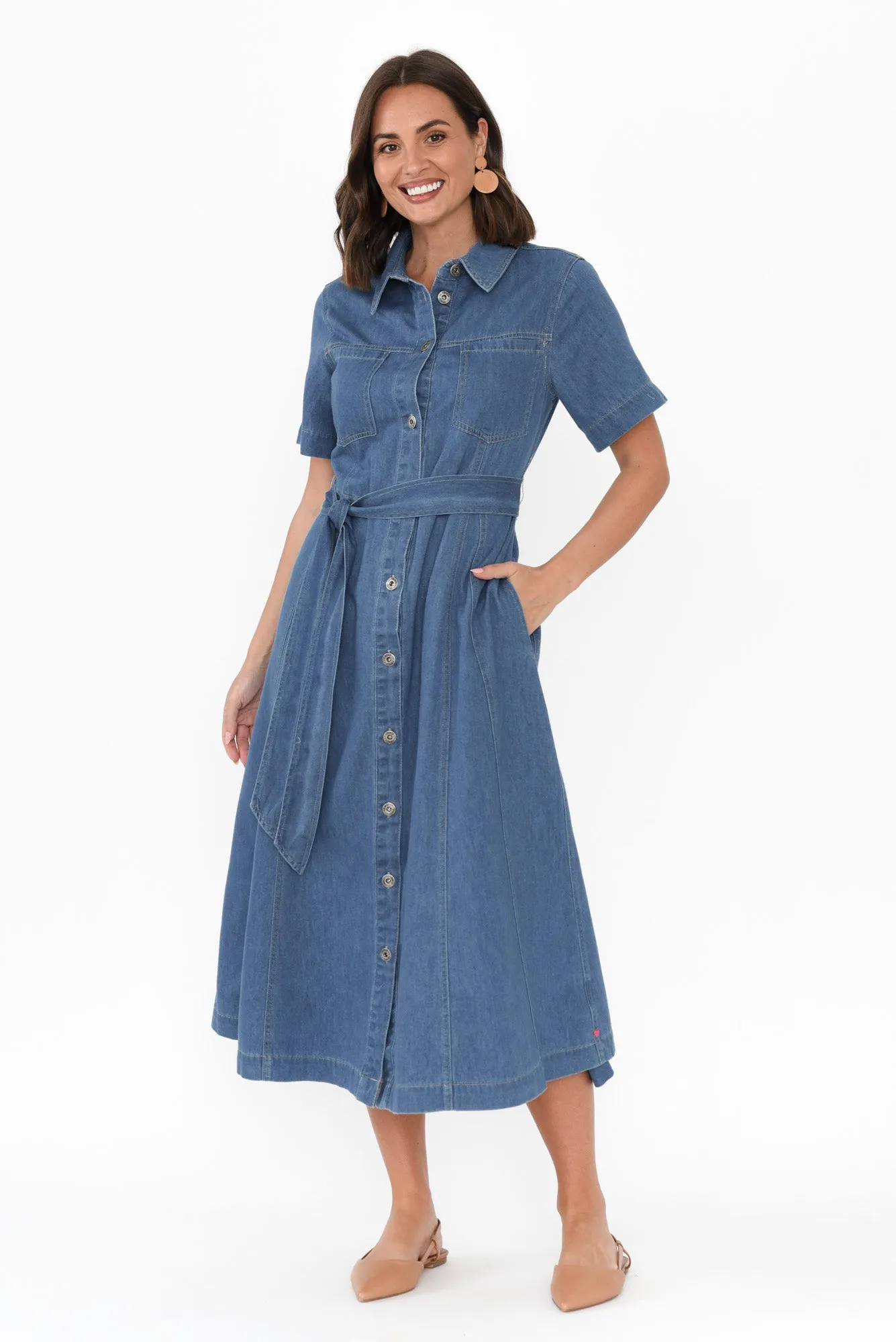 River Blue Denim Shirt Dress sold by Blue Bungalow product image thumbnail 2