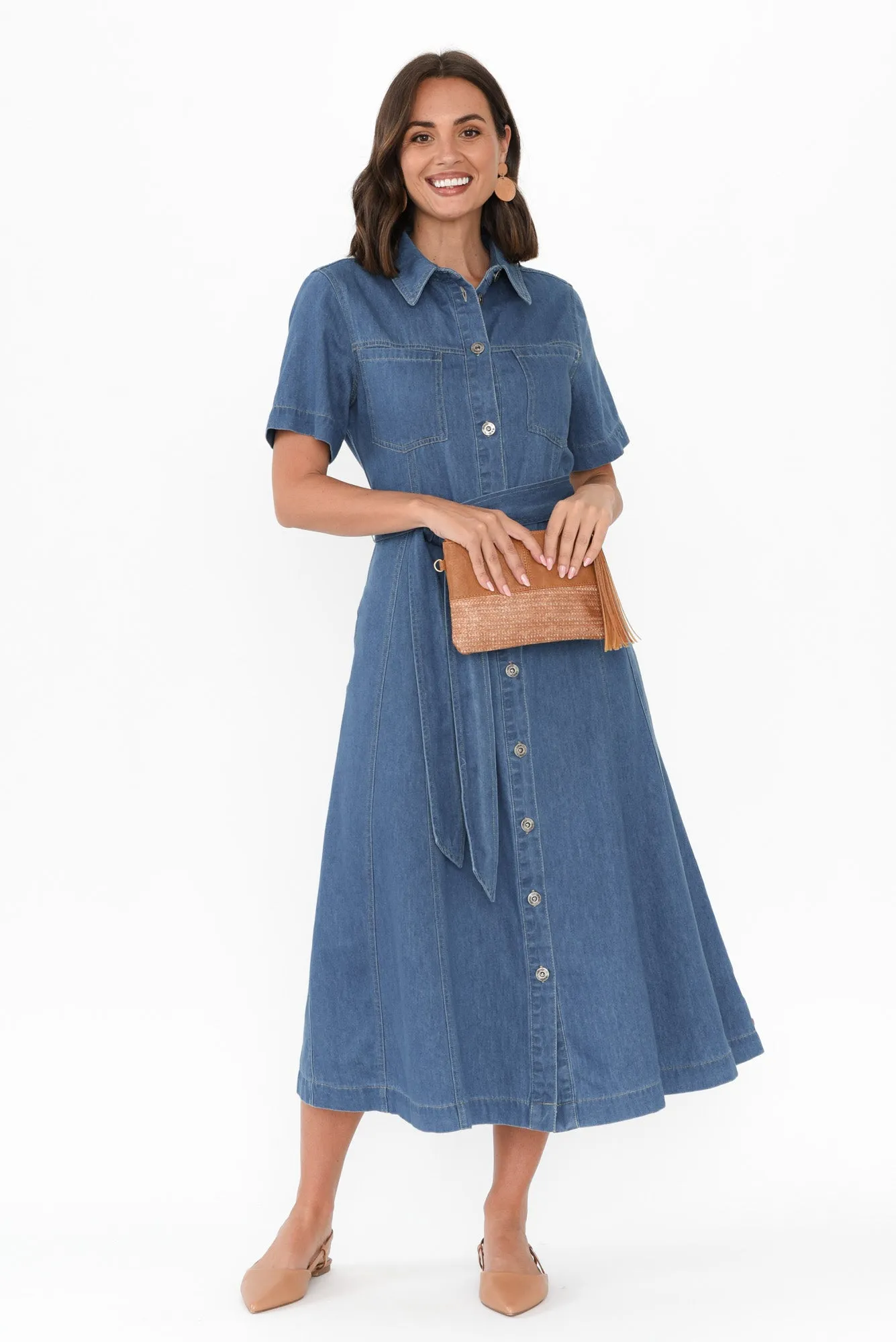 River Blue Denim Shirt Dress sold by Blue Bungalow