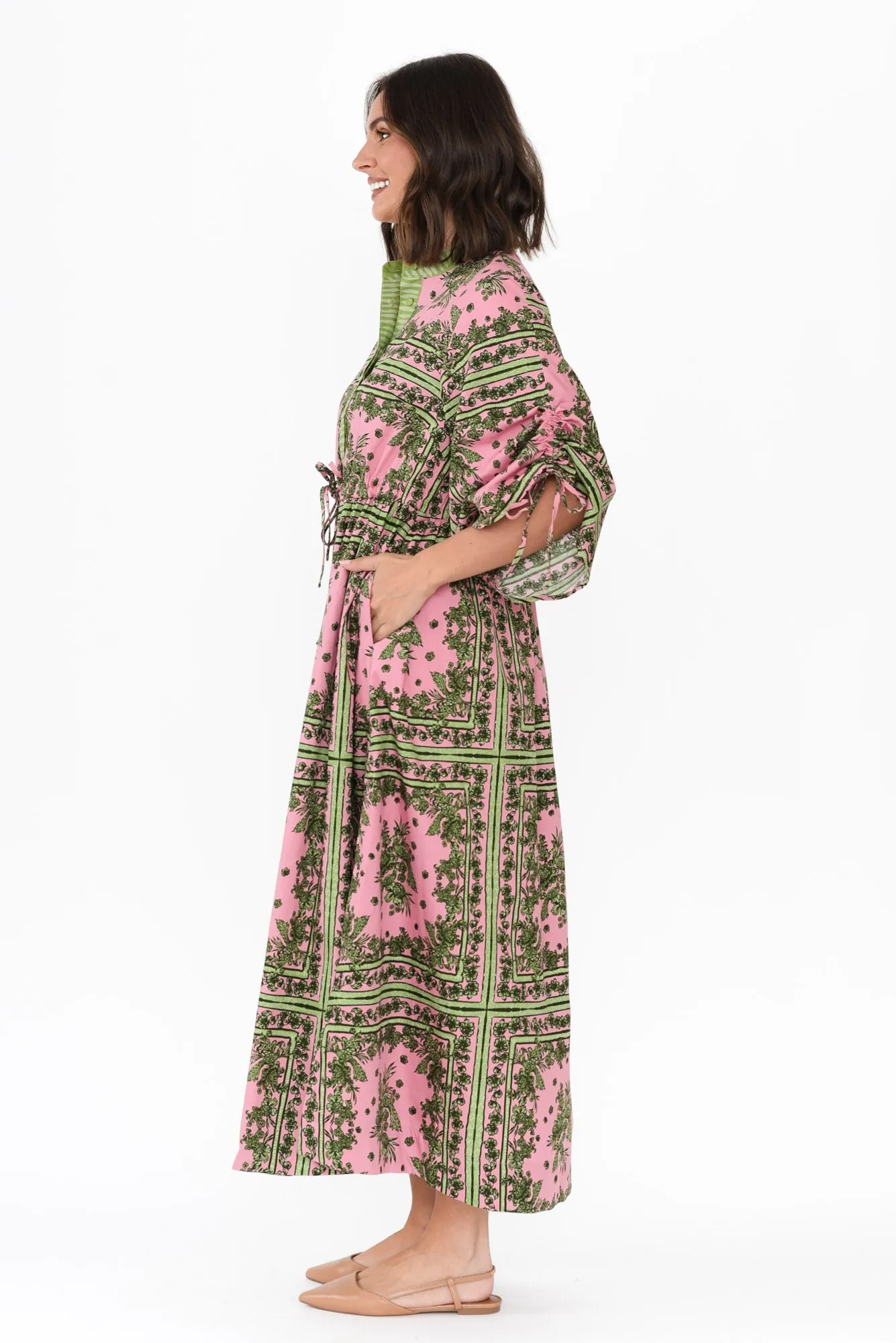 Dominica Pink Tile Cotton Poplin Dress sold by Blue Bungalow product image thumbnail 3