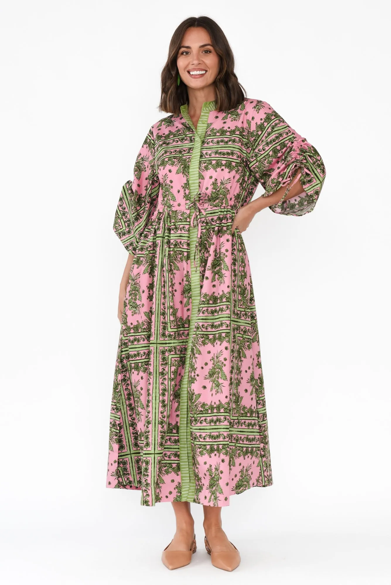 Dominica Pink Tile Cotton Poplin Dress sold by Blue Bungalow product image thumbnail 2