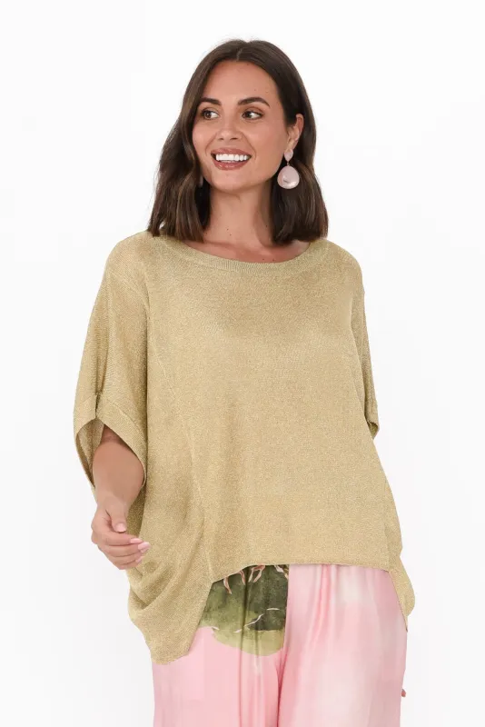 Corsica Gold Shimmer Cotton Knit Top sold by Blue Bungalow