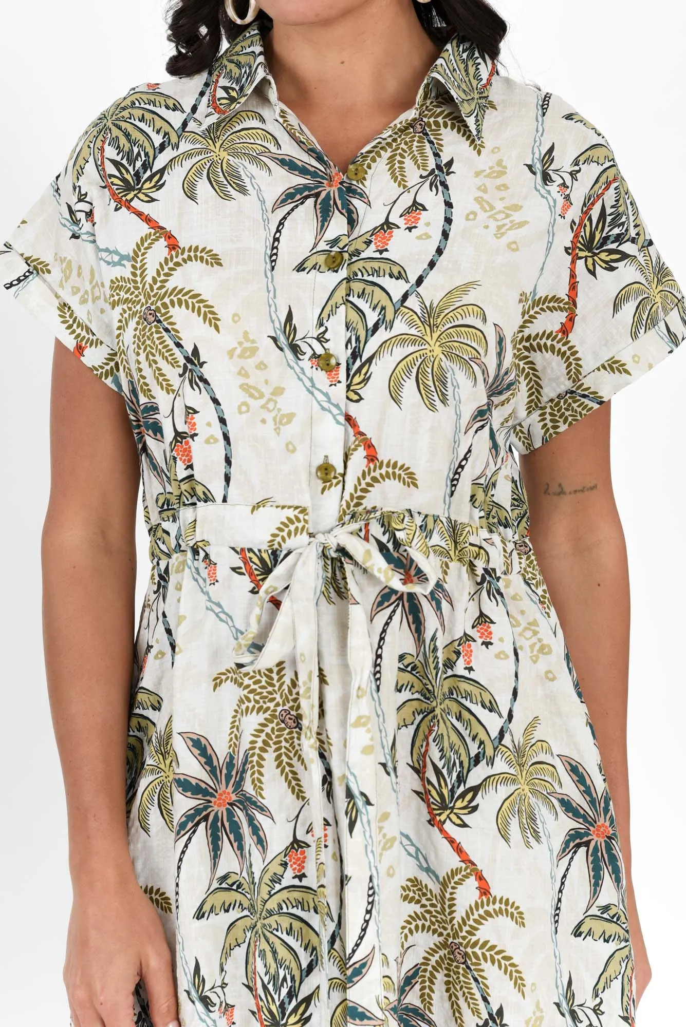 Jacqueline Khaki Palm Tie Dress sold by Blue Bungalow product image thumbnail 5