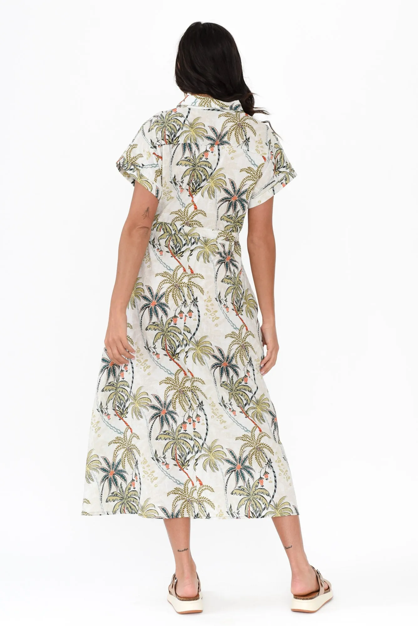 Jacqueline Khaki Palm Tie Dress sold by Blue Bungalow product image thumbnail 4