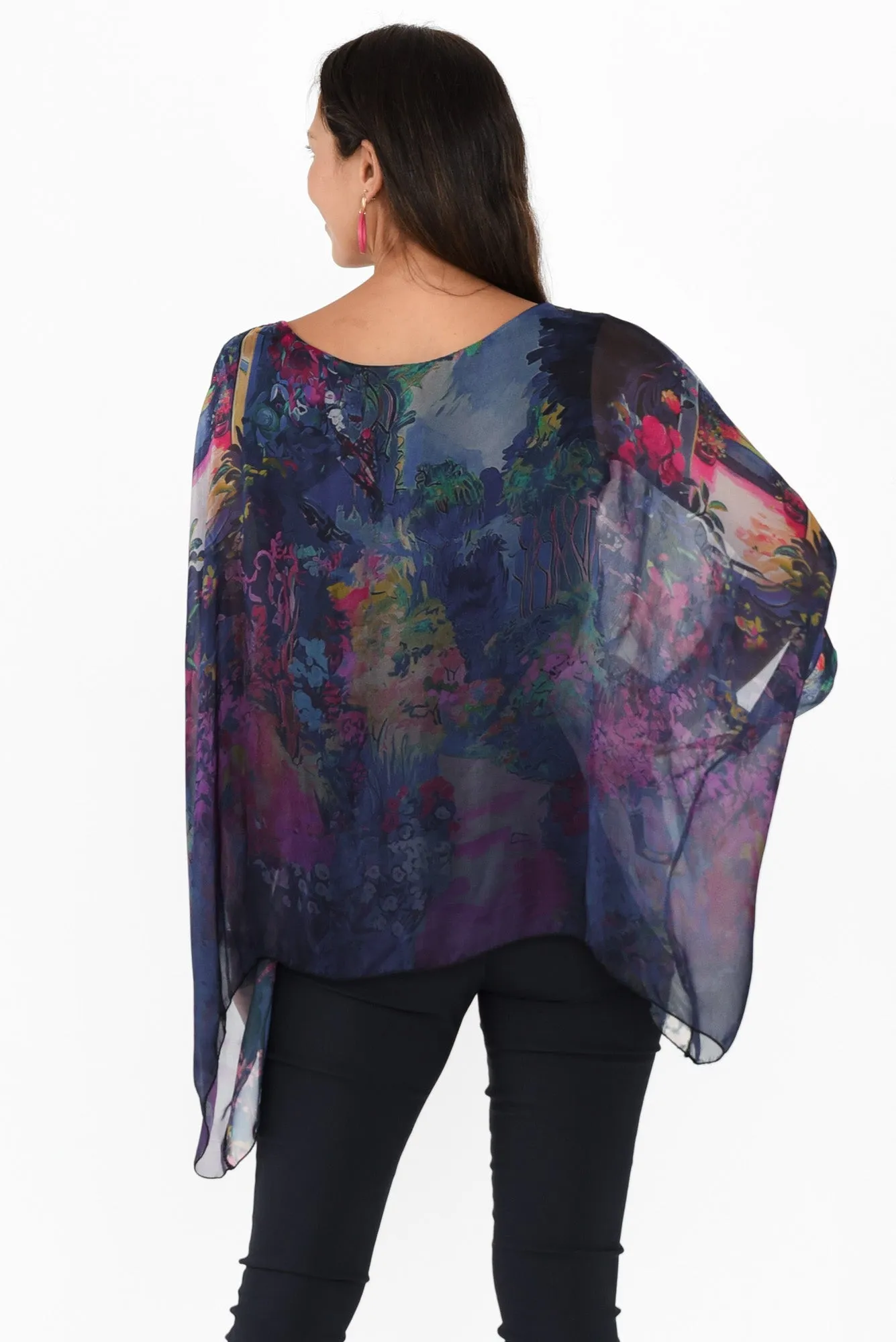 Paxos Blue Garden Silk Overlay Top sold by Blue Bungalow product image thumbnail 4