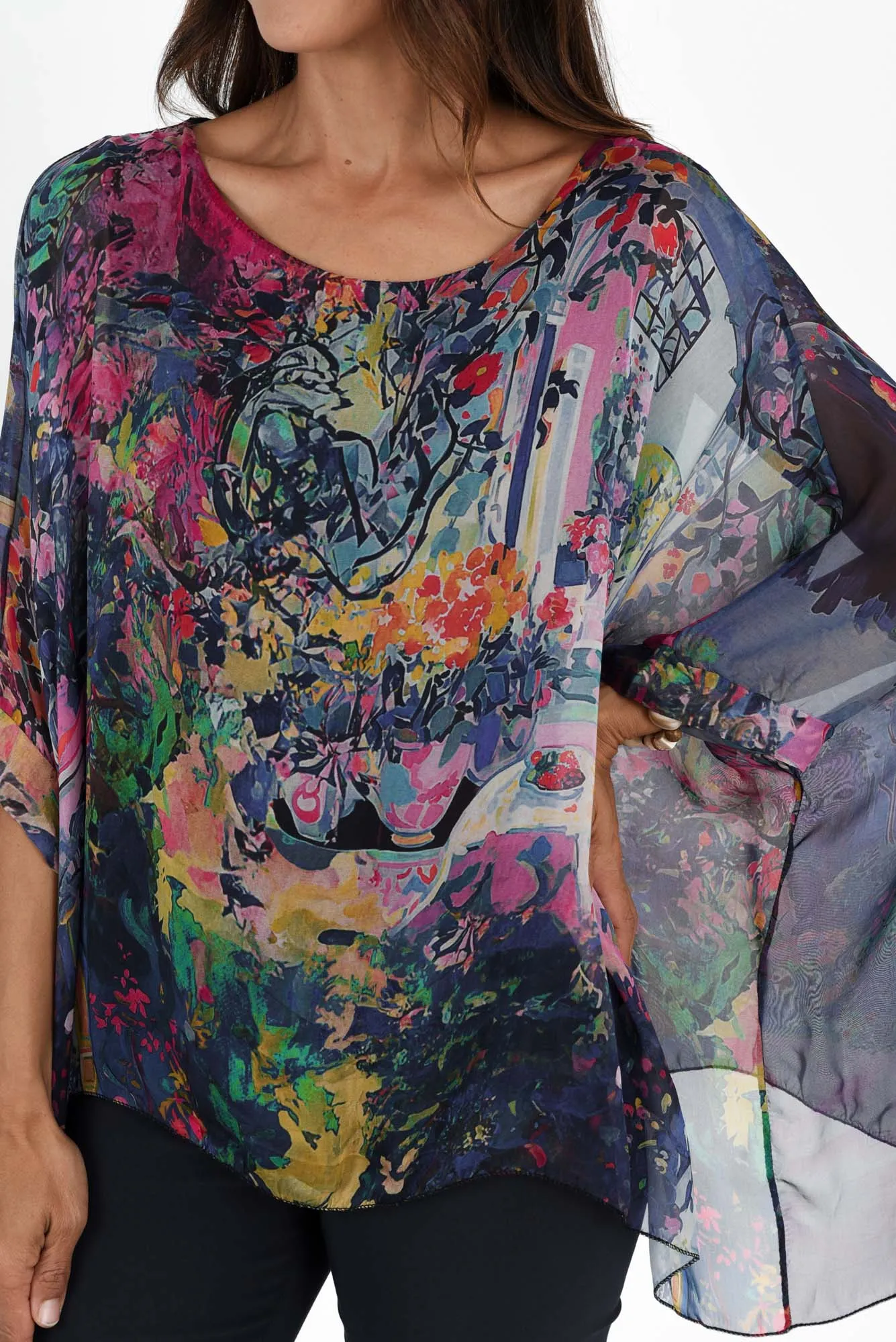 Paxos Blue Garden Silk Overlay Top sold by Blue Bungalow product image thumbnail 5