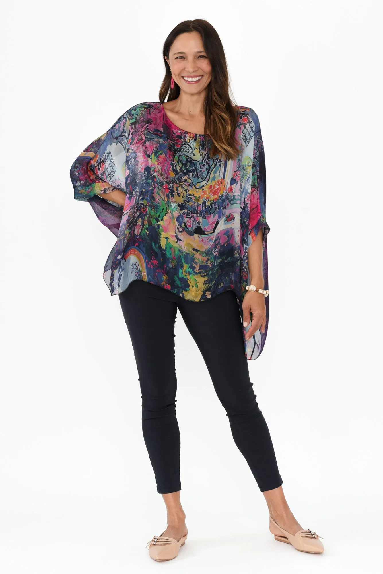 Paxos Blue Garden Silk Overlay Top sold by Blue Bungalow product image thumbnail 2