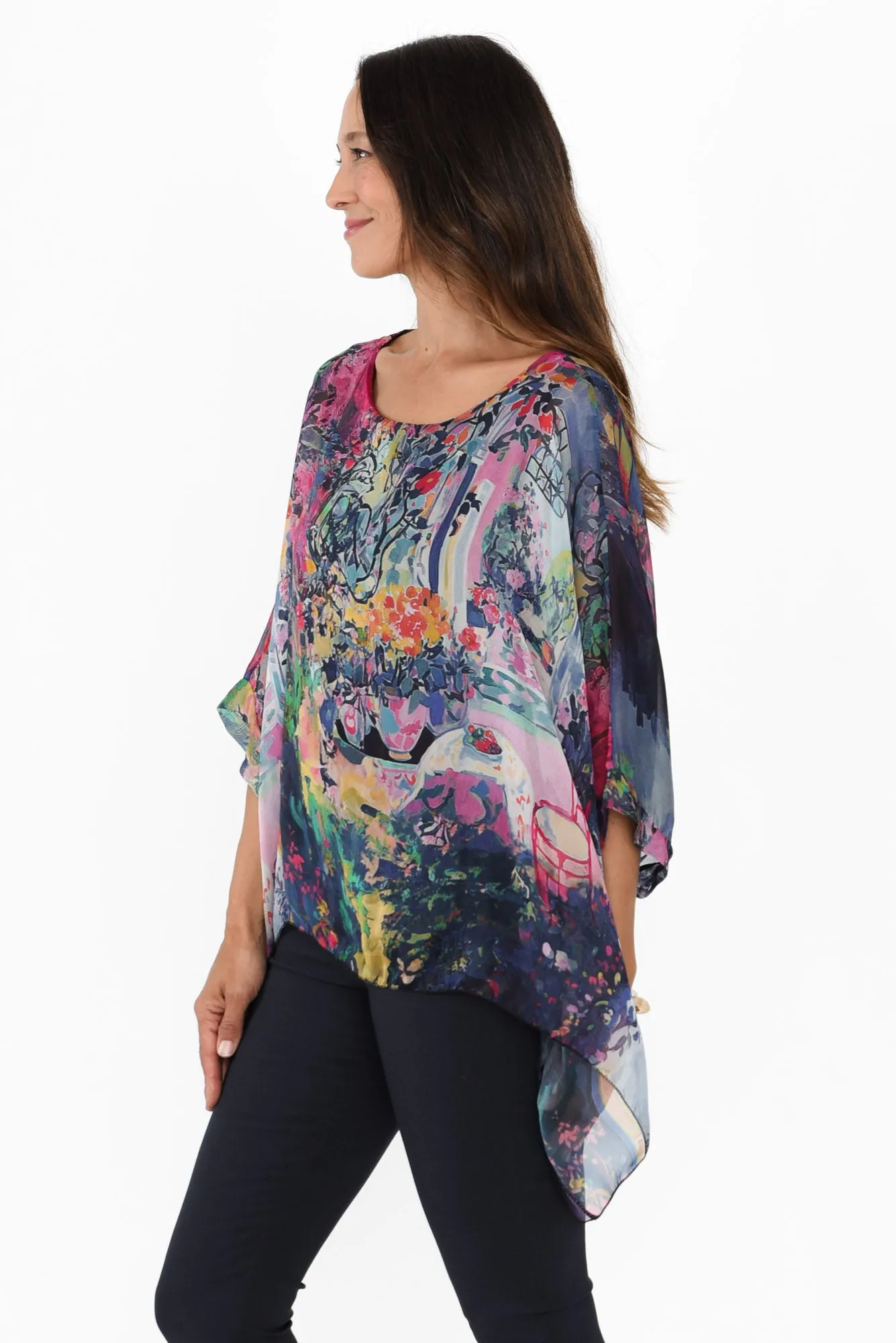 Paxos Blue Garden Silk Overlay Top sold by Blue Bungalow product image thumbnail 3