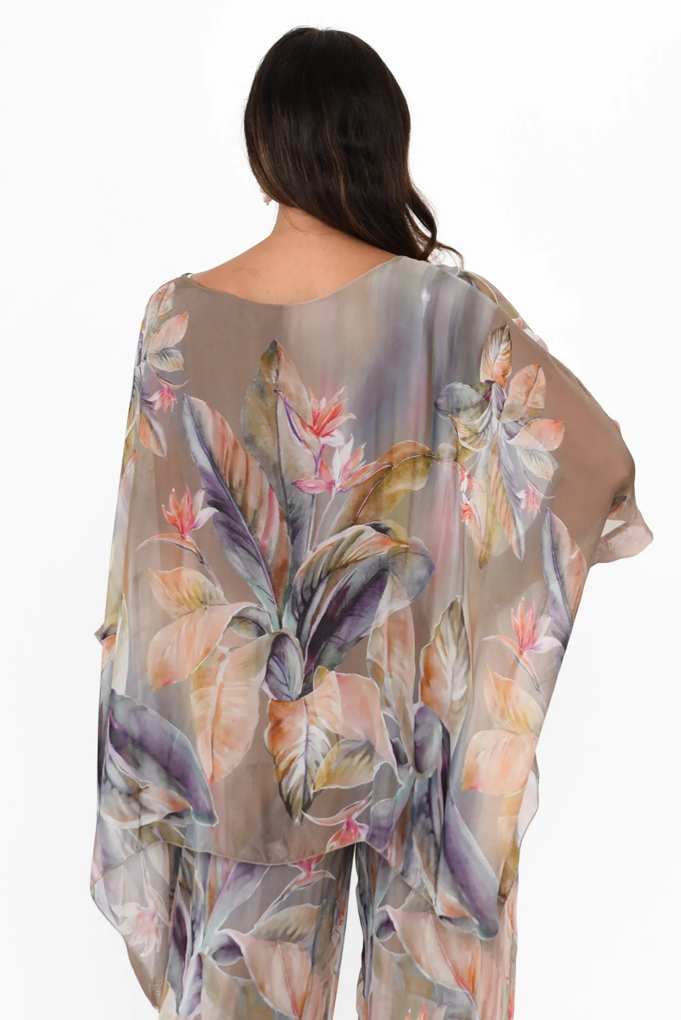 Paxos Taupe Tropical Silk Overlay Top sold by Blue Bungalow product image thumbnail 4