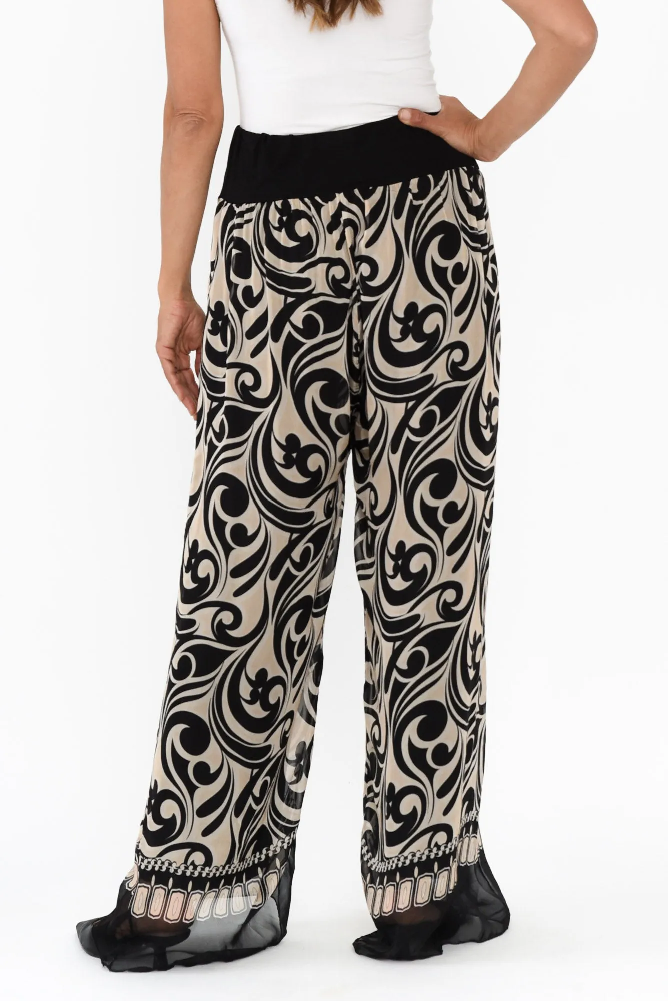 Figaro Black Swirl Silk Pants sold by Blue Bungalow product image thumbnail 4