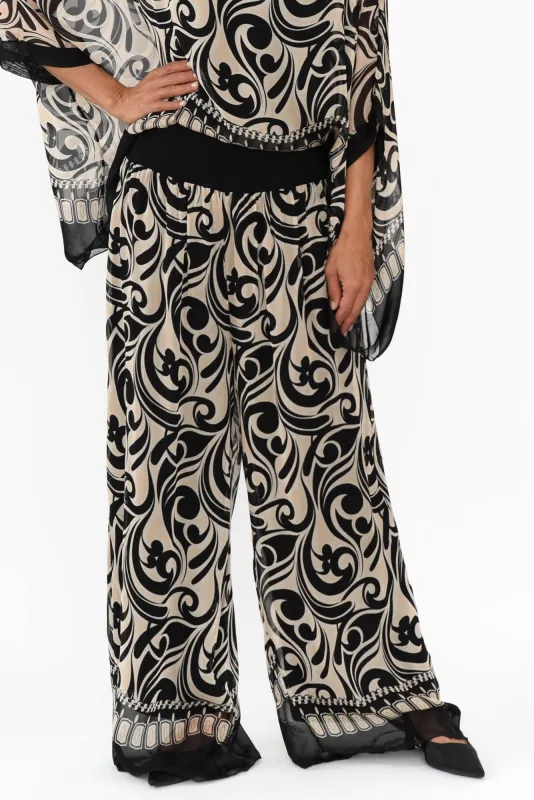 Figaro Black Swirl Silk Pants sold by Blue Bungalow