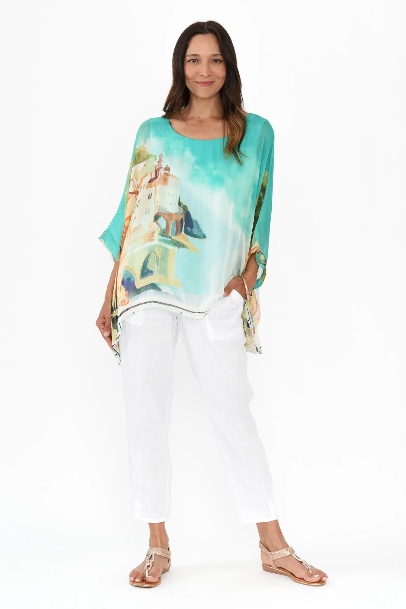 Paxos Blue Vista Silk Overlay Top sold by Blue Bungalow product image thumbnail 2