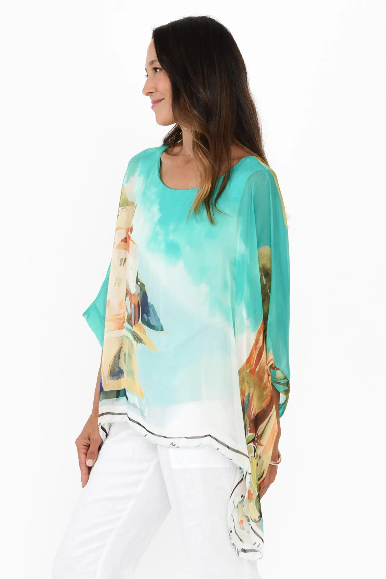 Paxos Blue Vista Silk Overlay Top sold by Blue Bungalow product image thumbnail 3