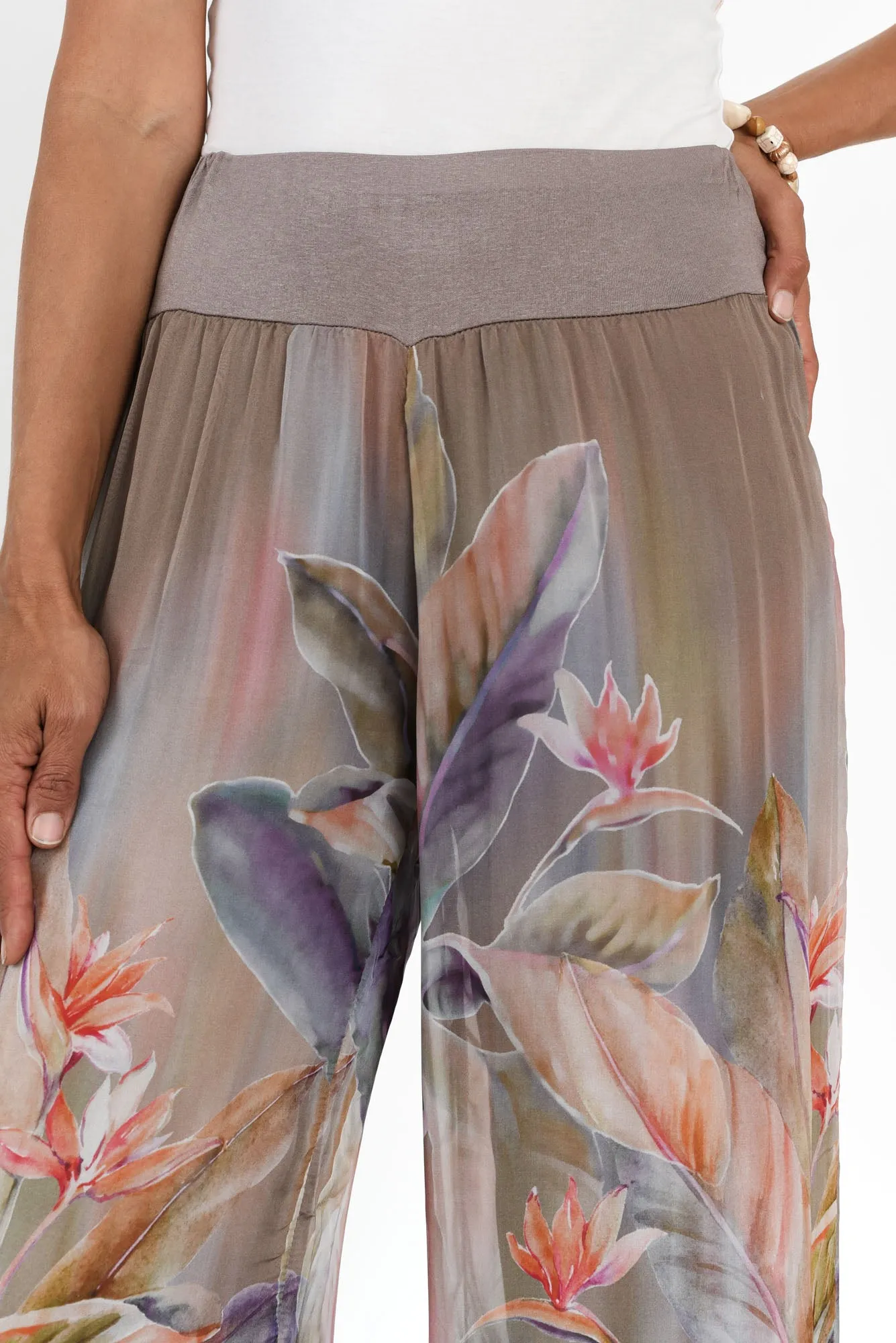 Figaro Taupe Tropical Silk Pants sold by Blue Bungalow product image thumbnail 5