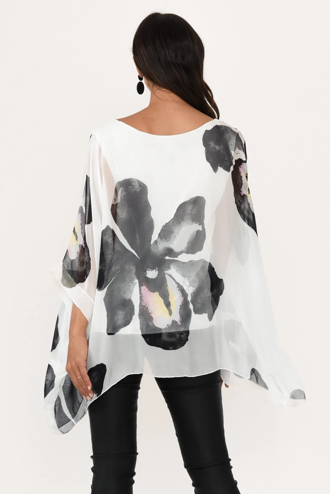 Paxos White Flower Silk Overlay Top sold by Blue Bungalow product image thumbnail 4