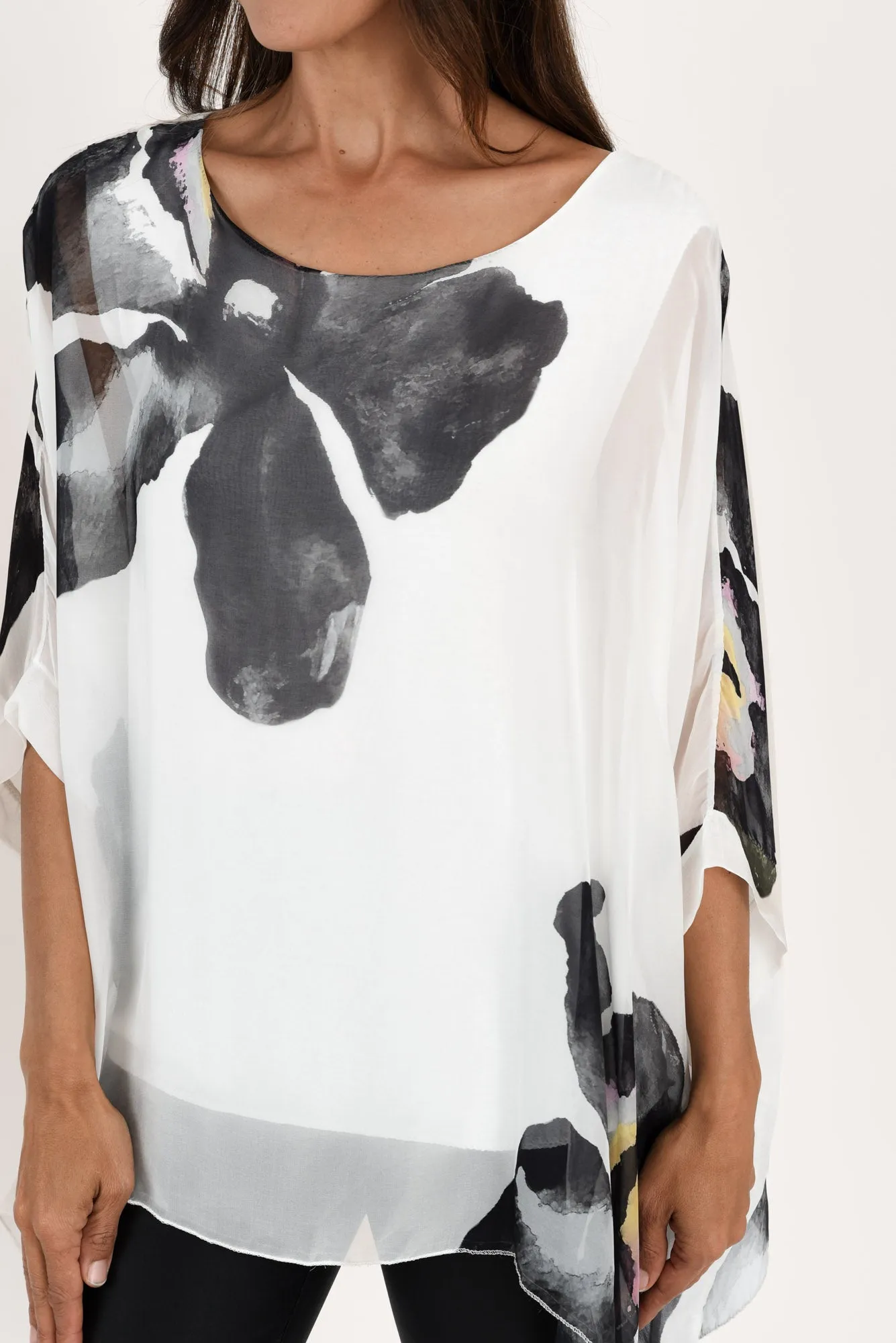 Paxos White Flower Silk Overlay Top sold by Blue Bungalow product image thumbnail 5