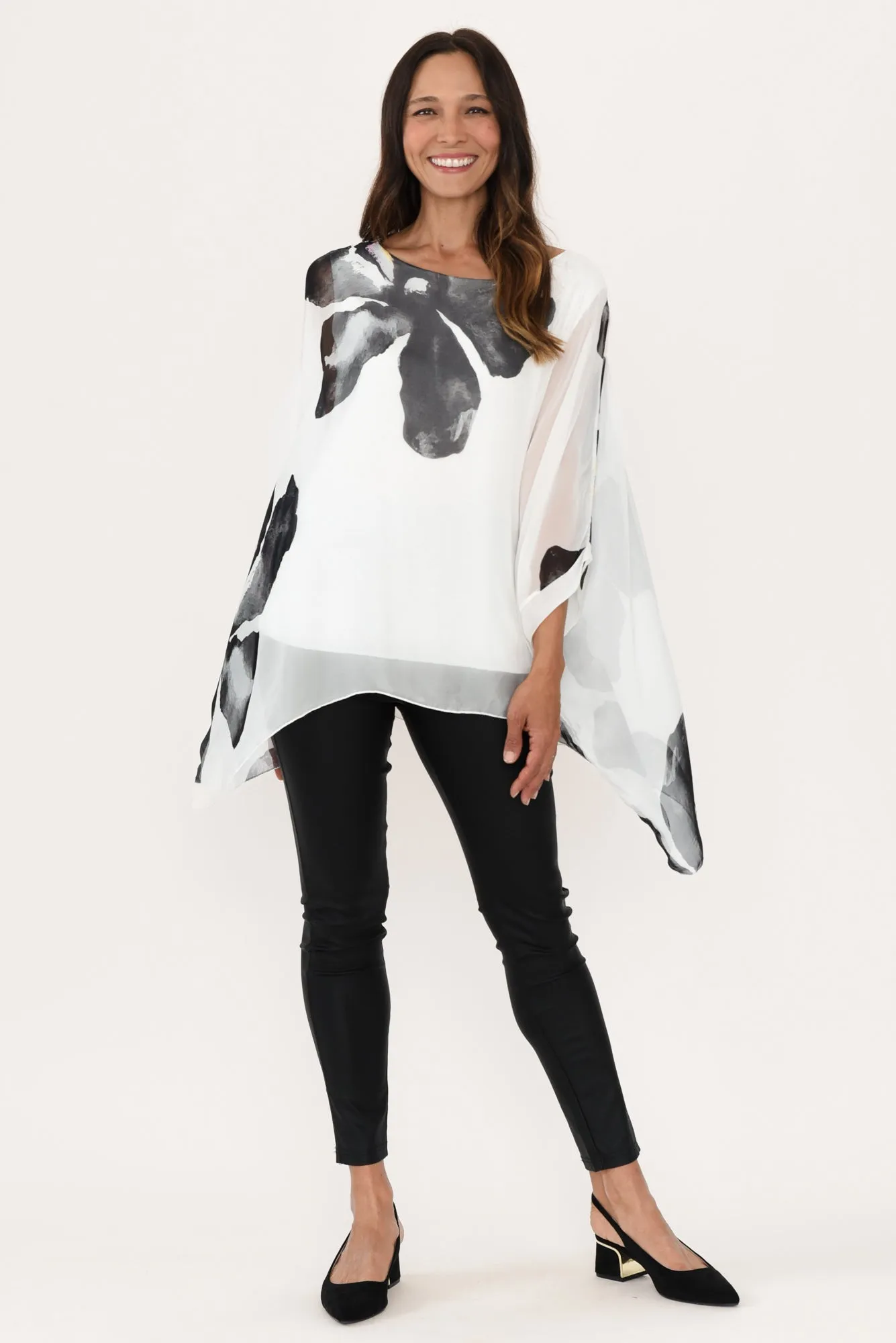 Paxos White Flower Silk Overlay Top sold by Blue Bungalow product image thumbnail 2