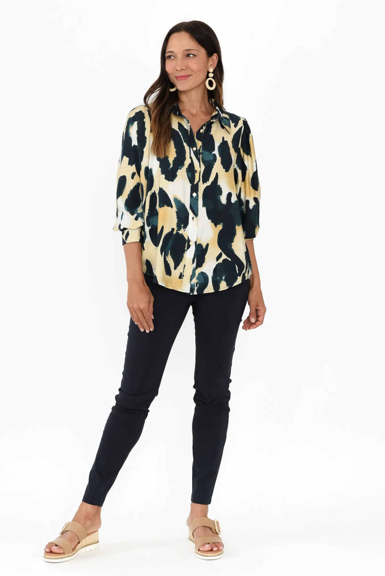 Rowan Cream Abstract Cotton Linen Shirt sold by Blue Bungalow product image thumbnail 2