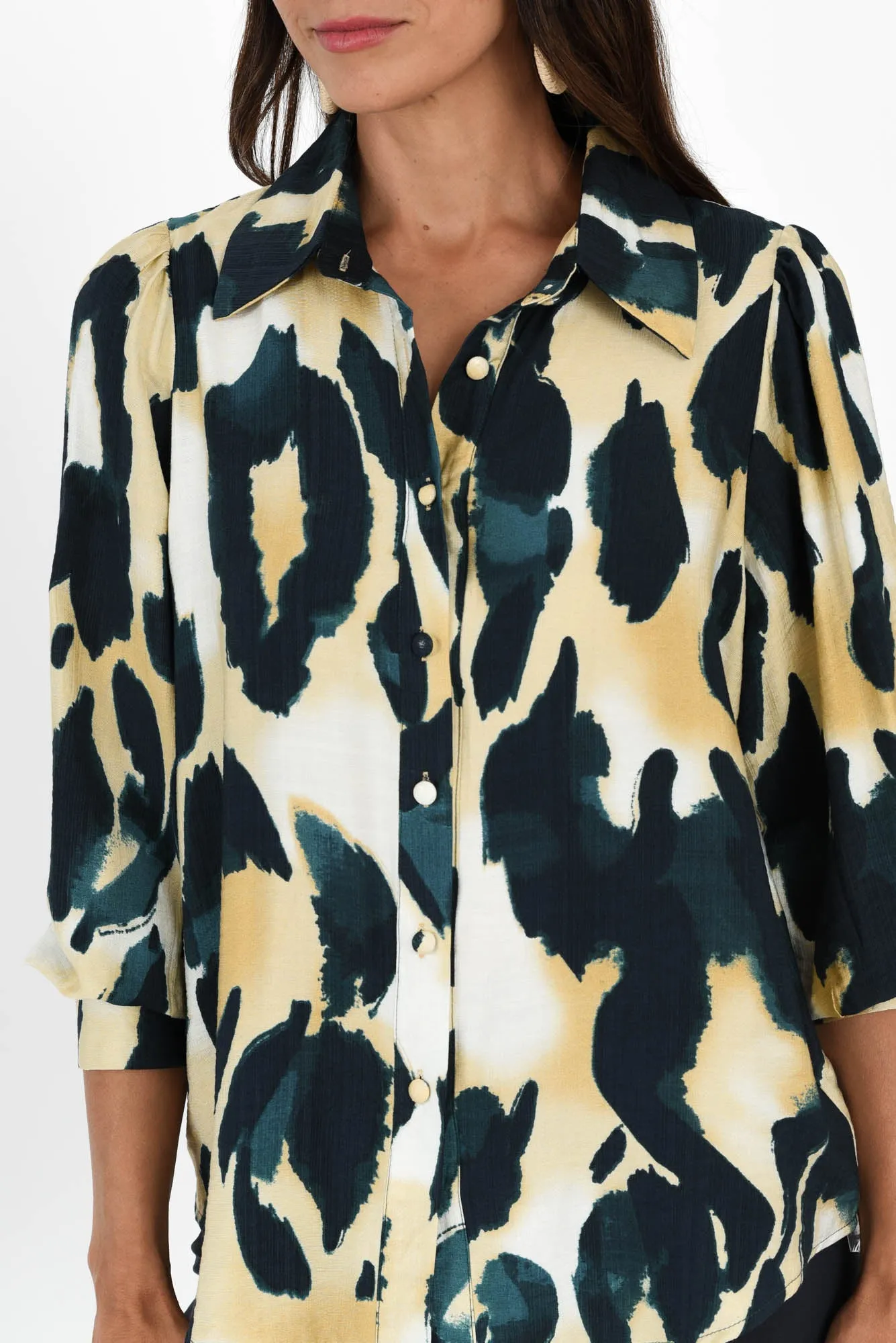 Rowan Cream Abstract Cotton Linen Shirt sold by Blue Bungalow product image thumbnail 5
