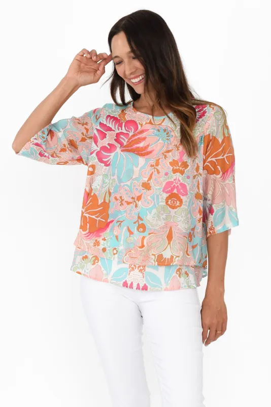 Liora Pink Garden Layered Top sold by Blue Bungalow