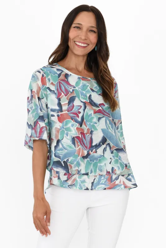 Liora Blue Floral Layered Top sold by Blue Bungalow