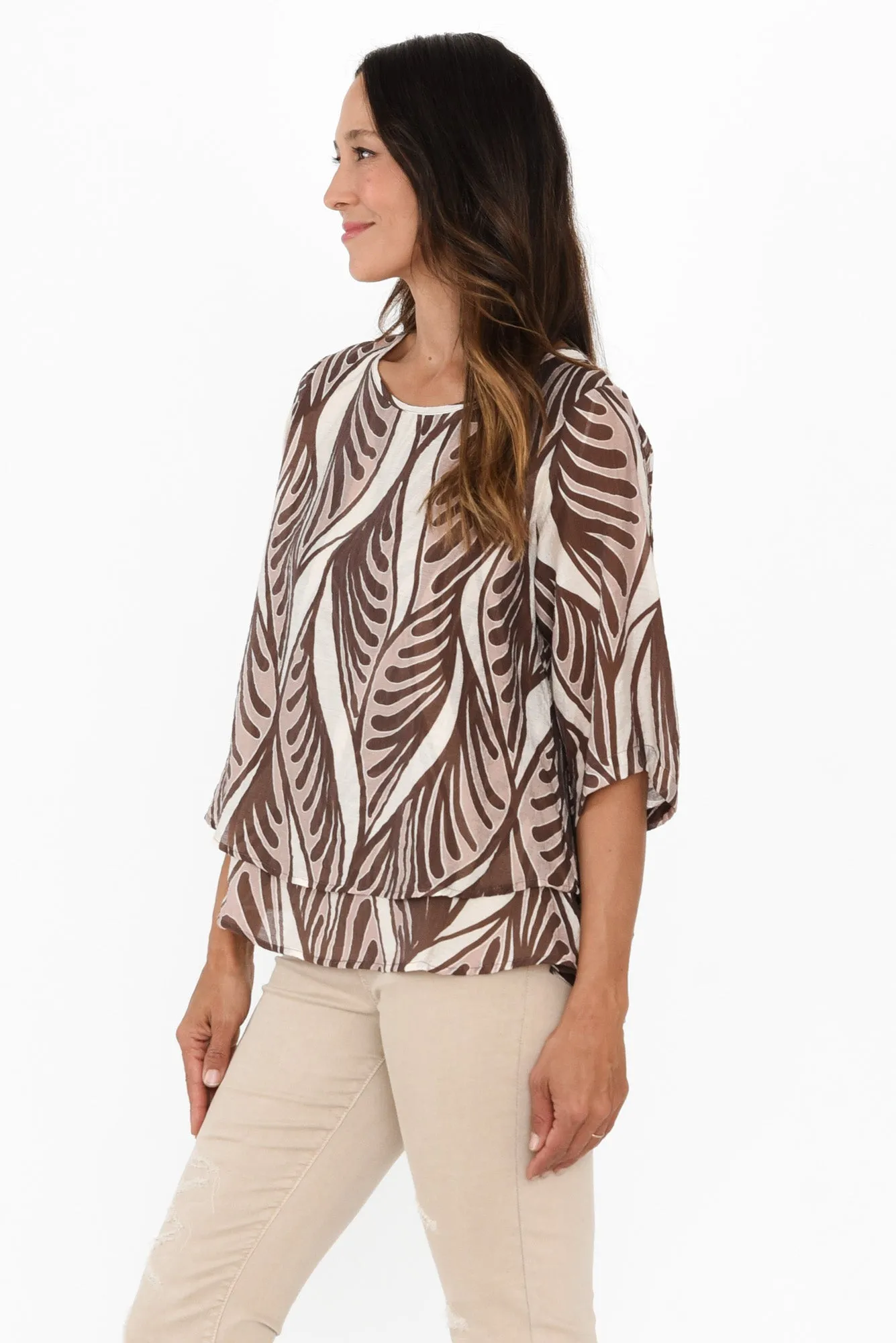 Liora Brown Botanical Layered Top sold by Blue Bungalow product image thumbnail 3