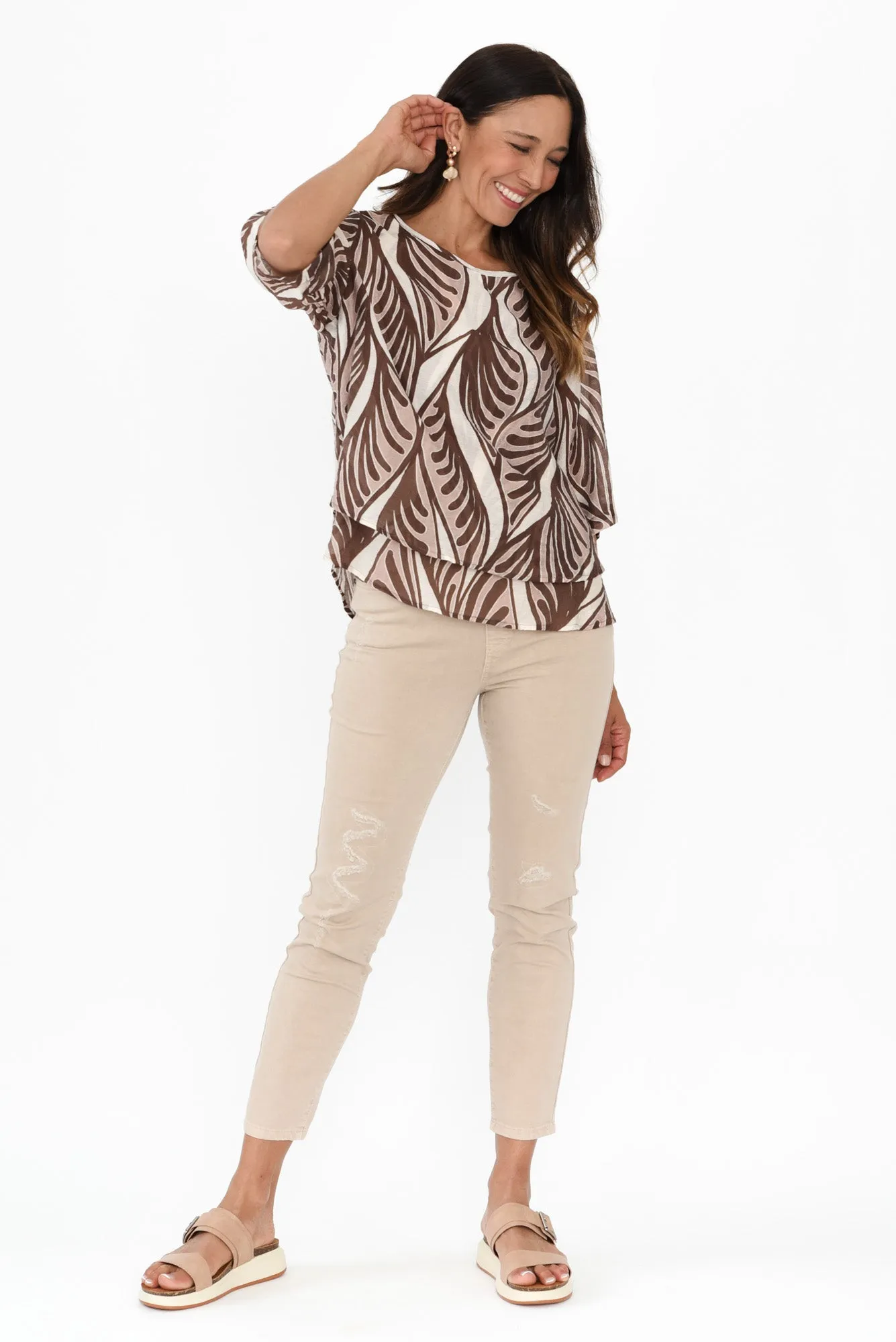 Liora Brown Botanical Layered Top sold by Blue Bungalow product image thumbnail 2