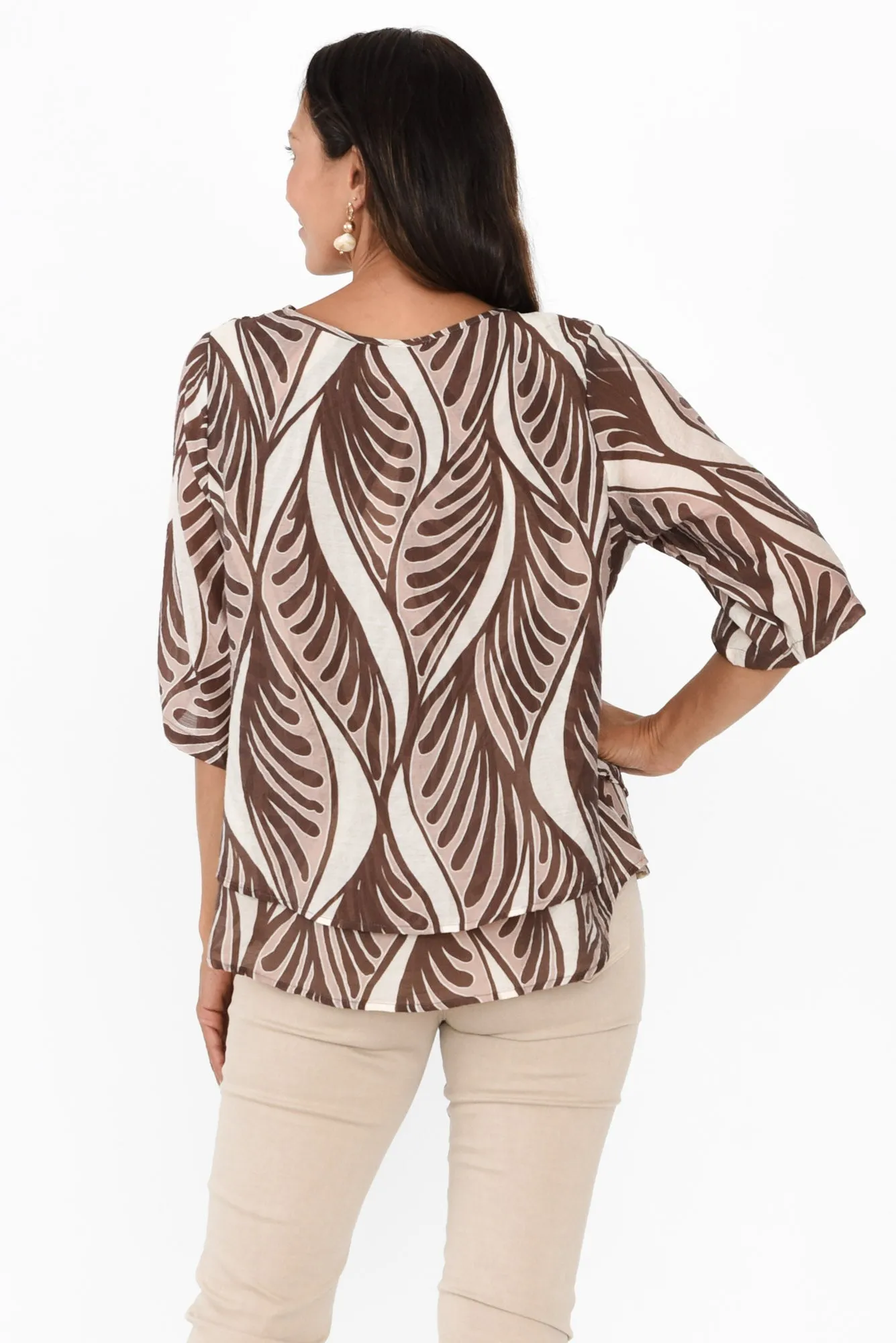 Liora Brown Botanical Layered Top sold by Blue Bungalow product image thumbnail 4