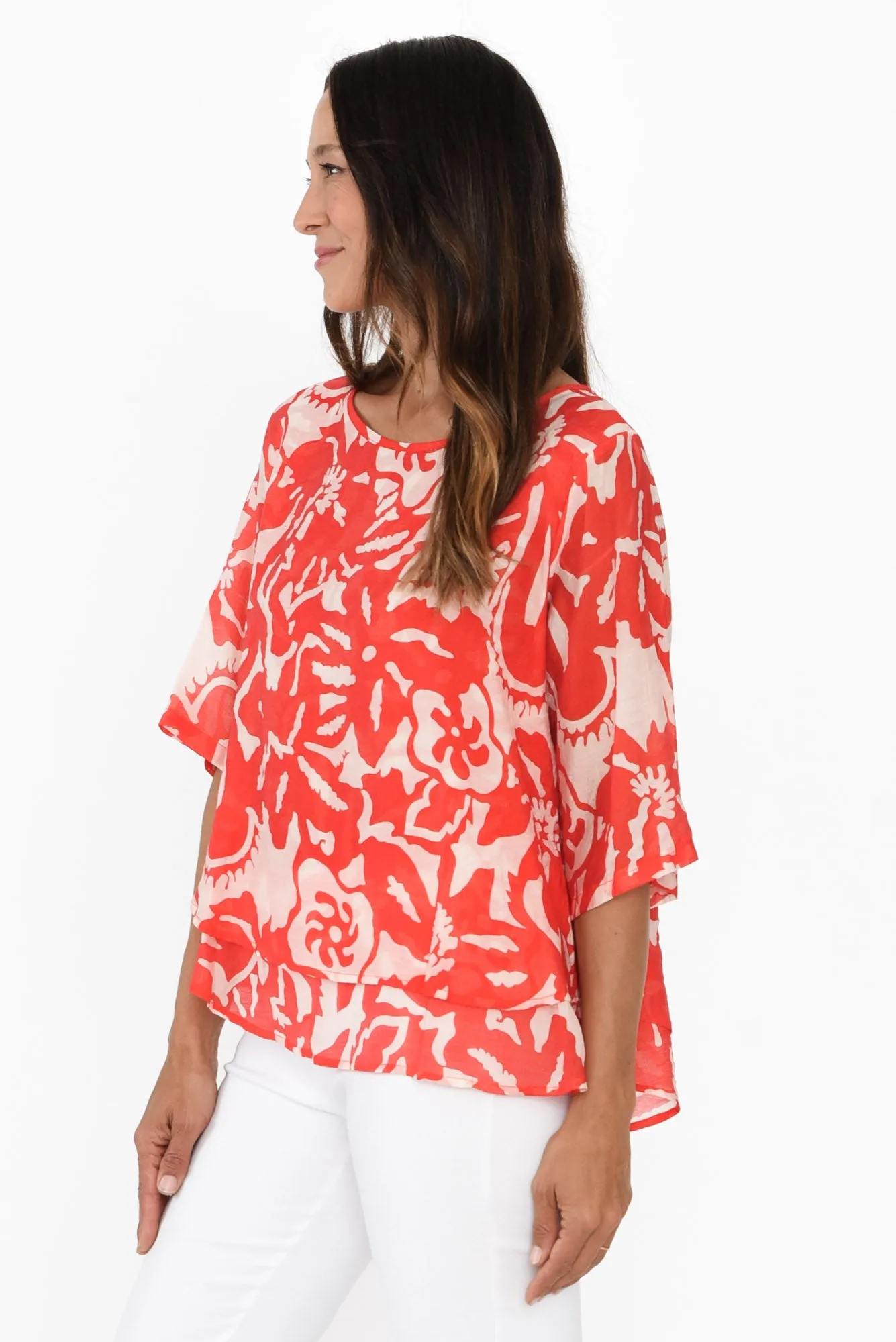 Liora Red Tropical Layered Top sold by Blue Bungalow product image thumbnail 3