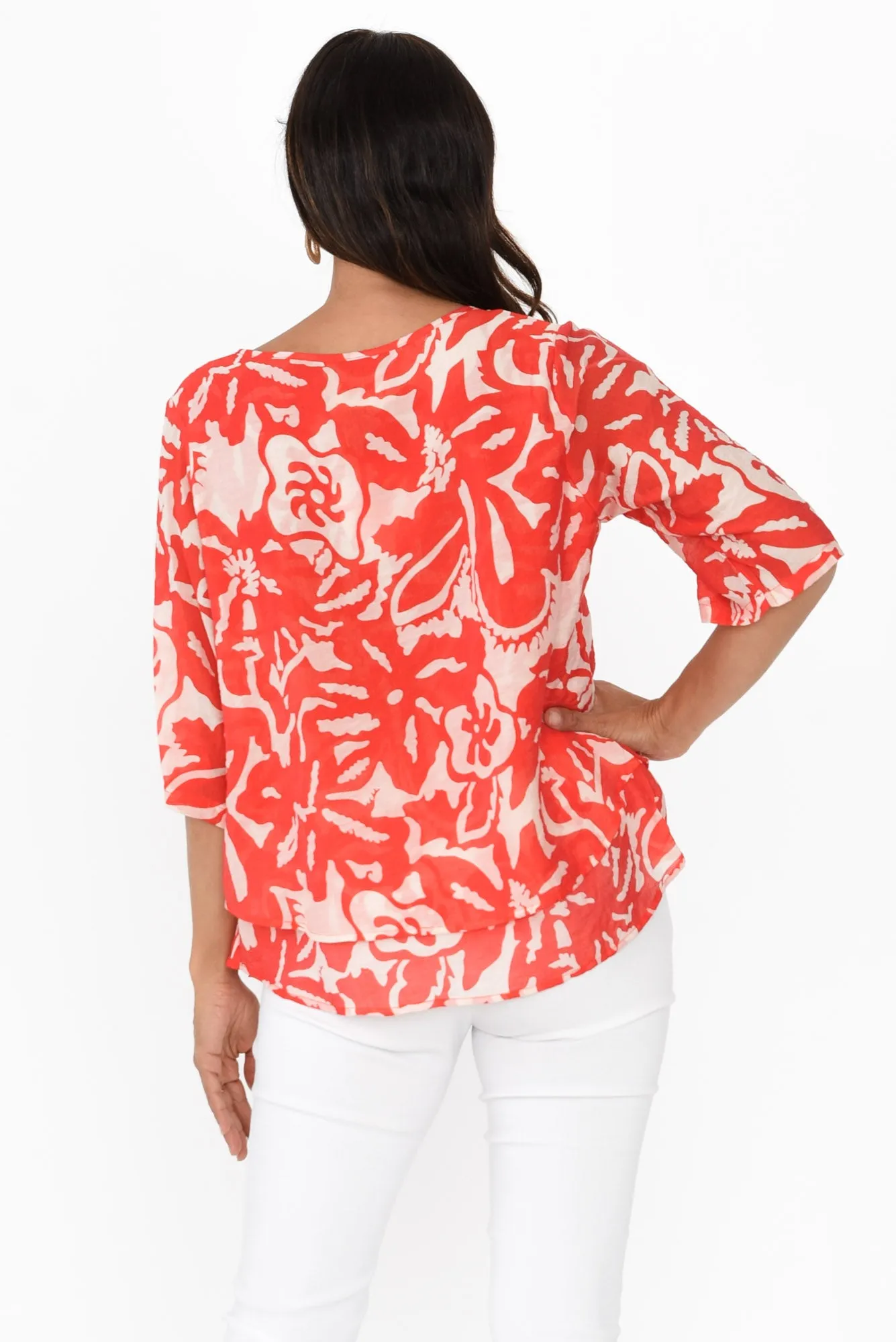 Liora Red Tropical Layered Top sold by Blue Bungalow product image thumbnail 4
