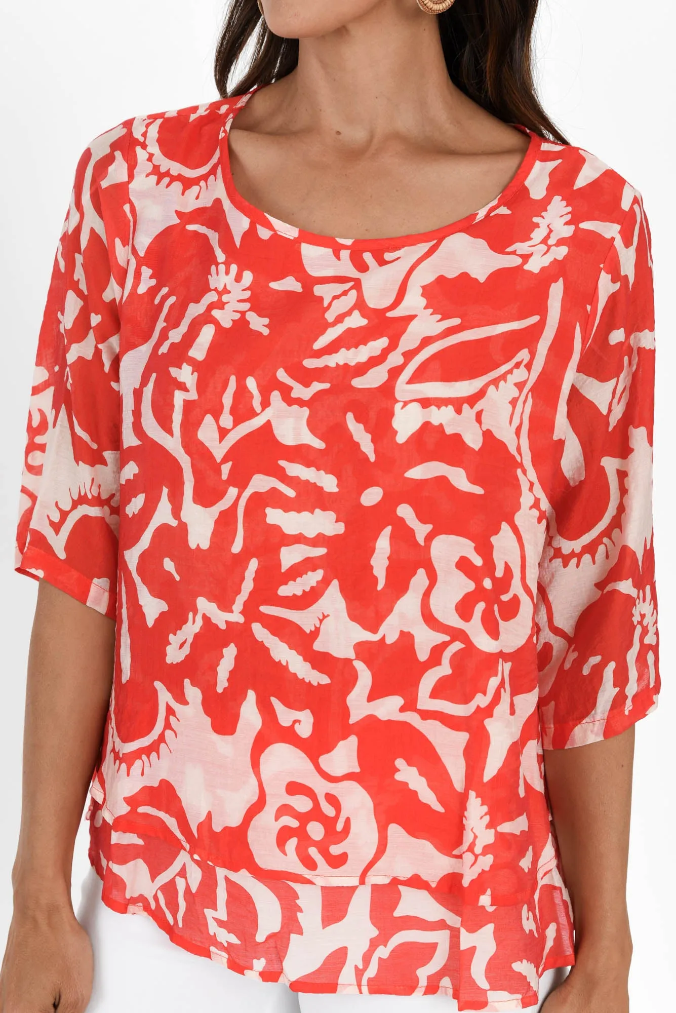 Liora Red Tropical Layered Top sold by Blue Bungalow product image thumbnail 5