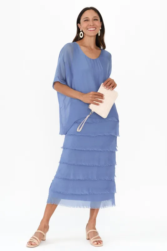 Katerina Blue Silk Overlay Maxi Dress sold by Blue Bungalow