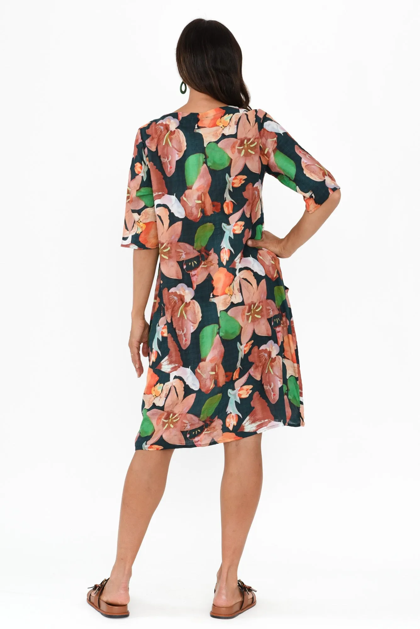 Lilibet Navy Floral Cotton Pocket Dress sold by Blue Bungalow product image thumbnail 4