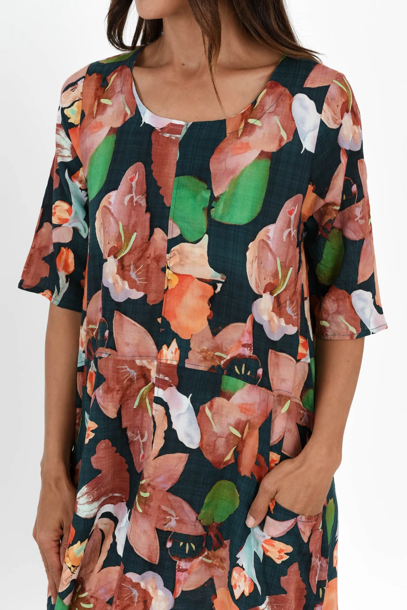 Lilibet Navy Floral Cotton Pocket Dress sold by Blue Bungalow product image thumbnail 5