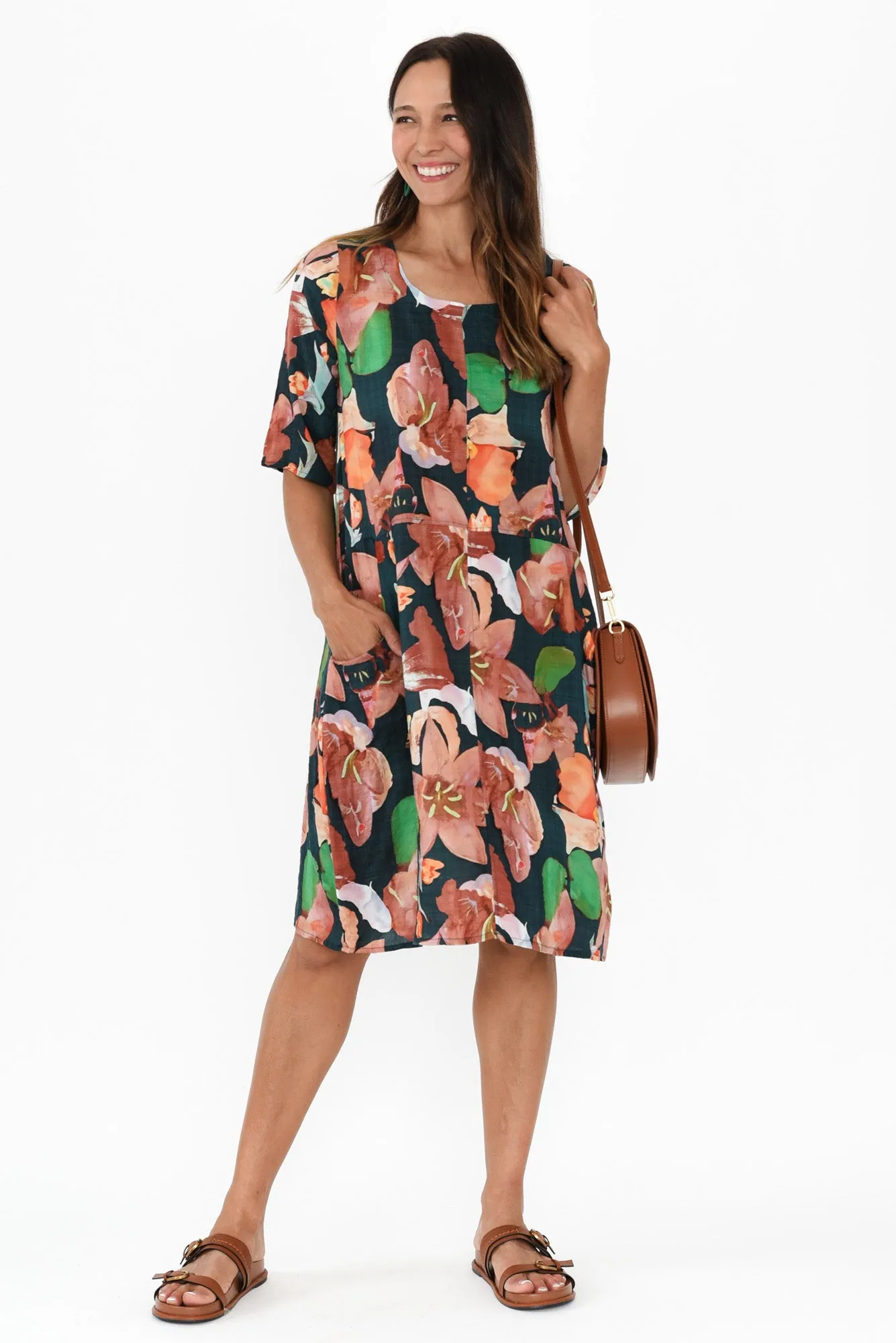 Lilibet Navy Floral Cotton Pocket Dress sold by Blue Bungalow