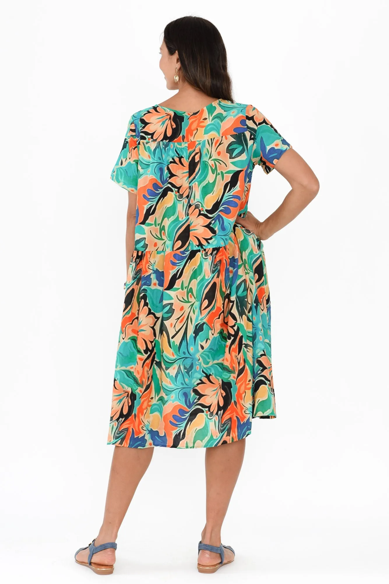 Murano Green Garden Cotton Dress sold by Blue Bungalow product image thumbnail 4
