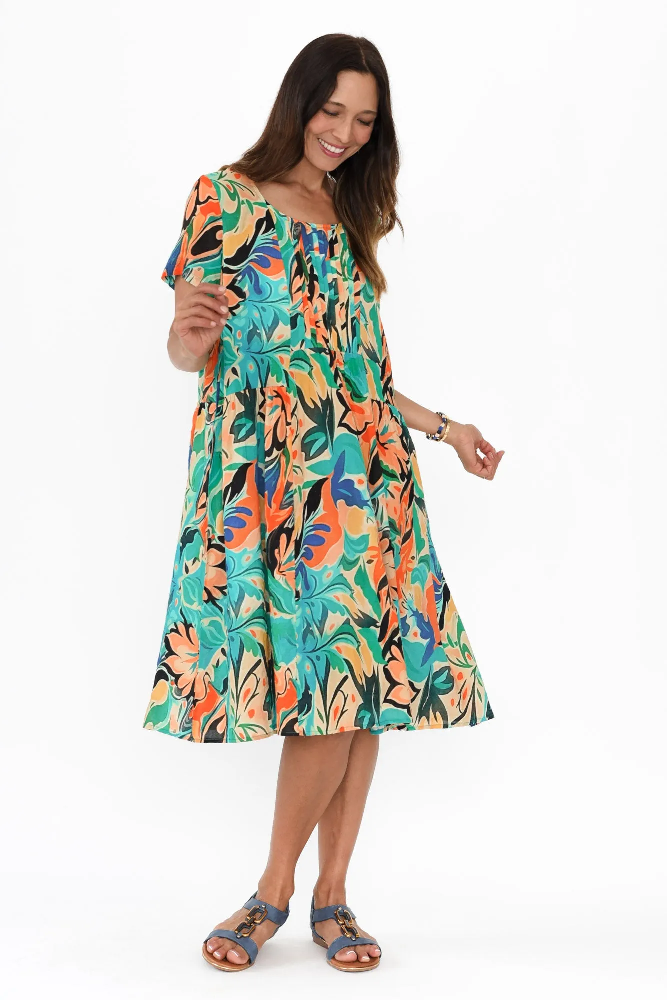 Murano Green Garden Cotton Dress sold by Blue Bungalow product image thumbnail 2