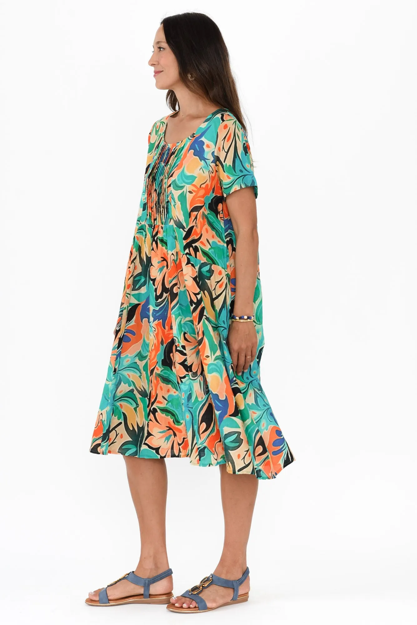 Murano Green Garden Cotton Dress sold by Blue Bungalow product image thumbnail 3