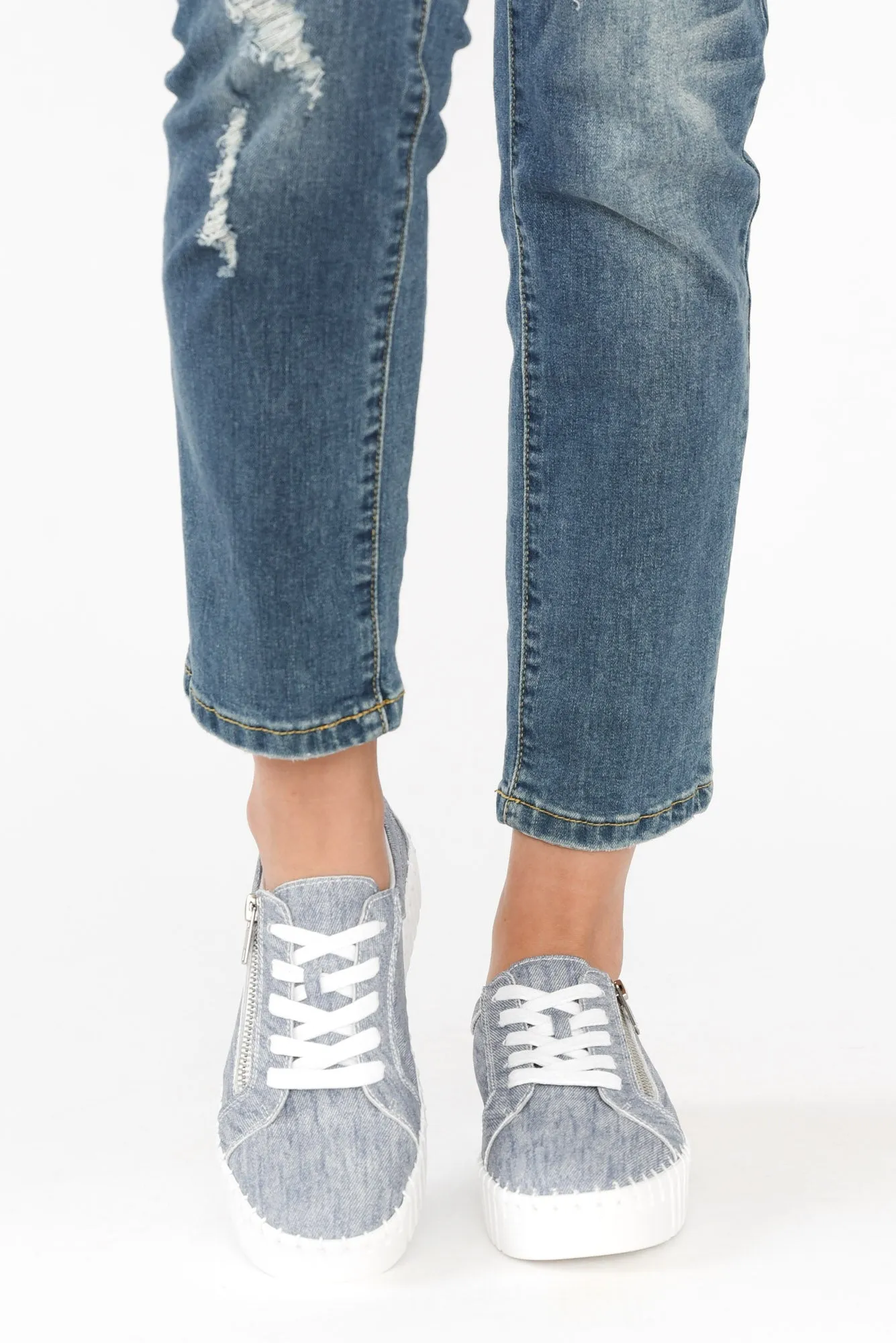 Medusa Blue Twill Platform Sneaker sold by Blue Bungalow product image thumbnail 4