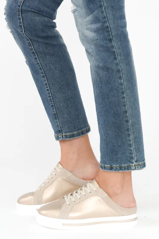 Nicky Champagne Leather Mule Sneaker sold by Blue Bungalow
