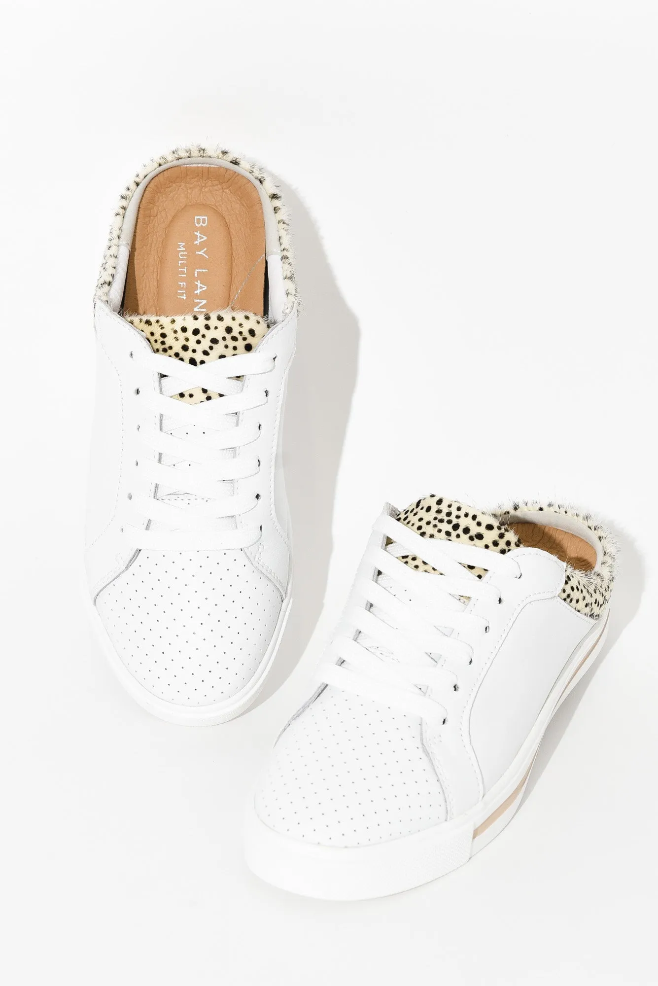 Nicky White Cheetah Leather Mule Sneaker sold by Blue Bungalow product image thumbnail 2